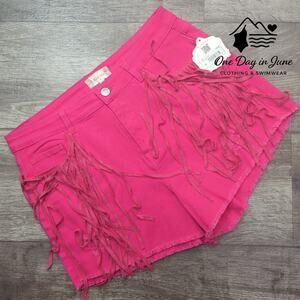 Altar'd State Frill Edge Denim Shorts Size M